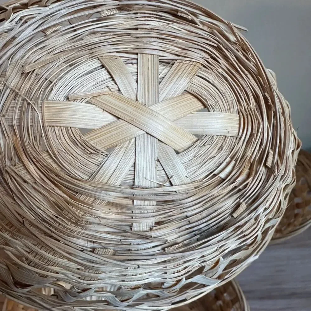 Antiquewise 5 Bamboo Oval Gift Baskets Thanksgiving Holiday decor gift